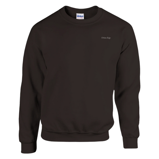 Black Gildan 18000 unisex crewneck sweatshirt with soft cotton-polyester blend and classic fit.